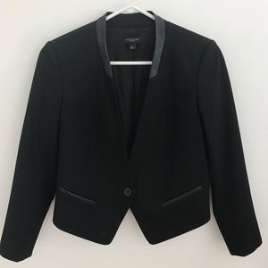 Ann Taylor leather trim cropped blazer size 0